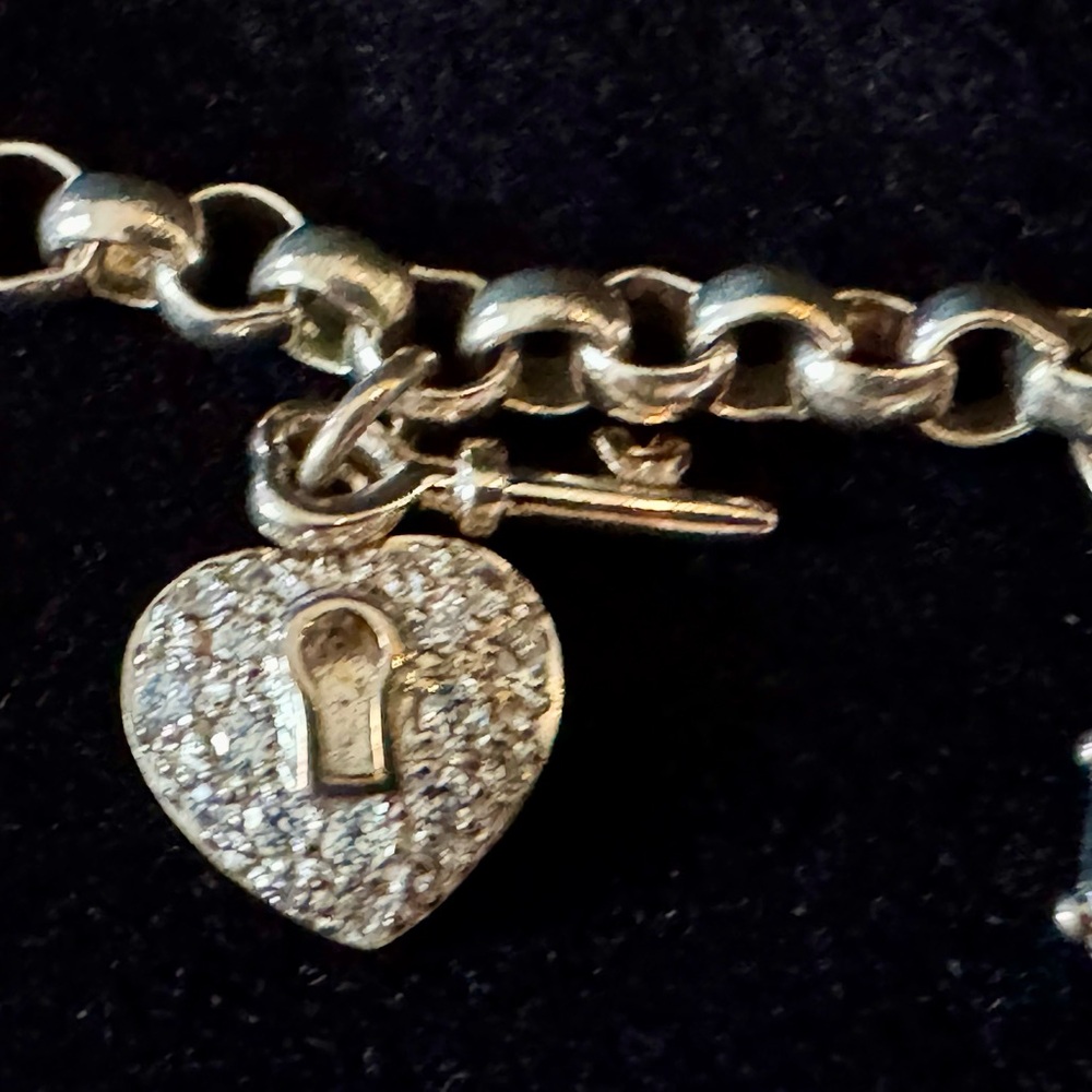 Silver Charm Bracelet With CZ Accents